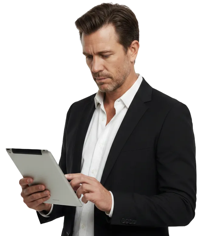 Manager mit DeltaCast Prognoseergebnis auf dem iPad